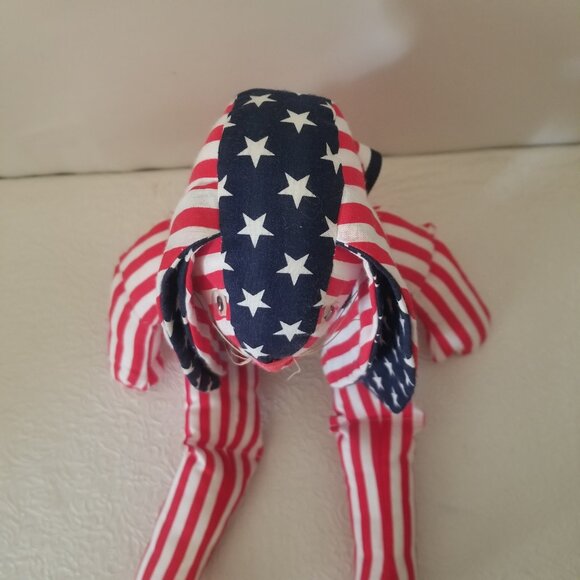Vtg 1991 Handmade Cloth Patriotic Floppy Ear Bunny Stars and Stripes 20" Plush - Picture 5 of 15